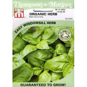   105 Organic Herb Basil Genovese Seed Packet Patio, Lawn & Garden