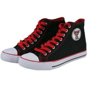  NCAA Texas Tech Red Raiders Black Hi Top Canvas Shoes 