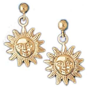  14kt Yellow Gold Smiling Sun Earrings Jewelry