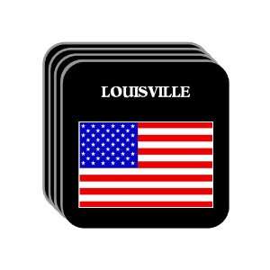 US Flag   Louisville, Kentucky (KY) Set of 4 Mini Mousepad Coasters
