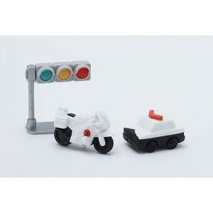  Iwako Police Car, Traffic Light & Motocycle Set of 3 