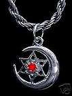 New Moon Goddess and Star Celtic Charm Ruby Silver Jewelry
