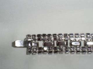 1950s Prong Clear & Black Baguette Rhinestone Bracelet  