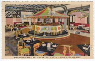 Linen Postcard Merry Go Round Bar~Atlantic City, New Jersey