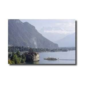  Boat On Lake Geneva Approaches Chateau De Chillon Lake 