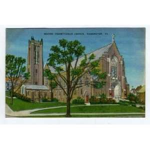  Second Presbyterian Church Linen Postcard Washington PA 