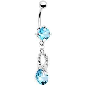  Aqua Gem Crystal Glimmer Drop Belly Ring Jewelry
