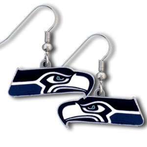  NFL Dangling Earrings   Seattle Seahawks Logo Sports 
