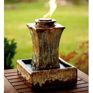  Glazed Ceramic Fire and Water Fountain Patio, Lawn 