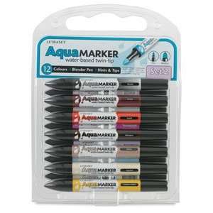  Letraset AquaMarkers   12 Markers, Set 2 Arts, Crafts 