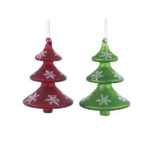   Christmas Whimsy Red and Green Glass Tree Ornaments 6