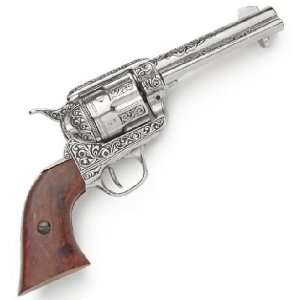  Old West Pistol with Engraved Antiqued Silver Tone Finish 