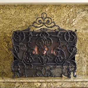  Vineyard Arch Fireplace Screen with Mesh Backing   Bronze 