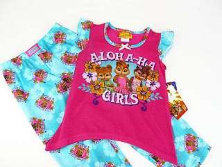 Alvin And The Chipmunks Chipettes Aloha Ha Girls Shirt Pants 2 Pc 