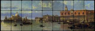 36x12 View of Venice Gondolas Fine Art Marble Tiles  