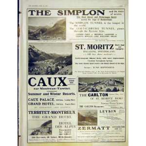   Advert Hotel Simplon Caux Carlton Valaisan Shrine 1914