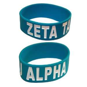  Zeta Tau Alpha Silicone One inch Blue Wristband   Two Pack 