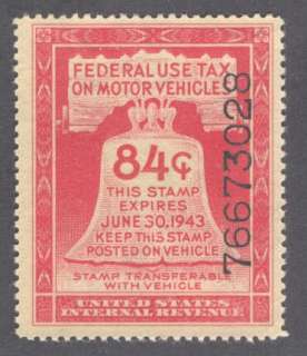Motor Vehicle Use Tax Stamp, Scott RV16  