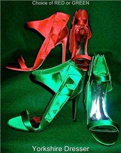 New KAREN MILLEN Satin BOW Sandals Shoes  GREEN or RED  