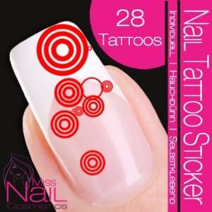  Nail Tattoo Sticker Circle / Dots   red Beauty