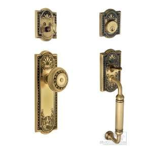 Handleset   meadows with c grip and meadows knob in antique brass an