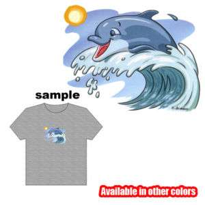 DOLPHIN Surfs Wave Kids Child Boy Girl COLOR T Shirt  