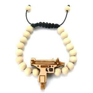  New Good Wood UZI SMG GUN Ball Chain Macrame Bracelet 