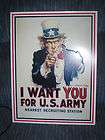 WANT YOU UNCLE SAM ARMY RECRUTING TIN METAL SIGN