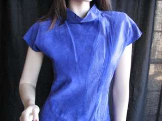 Cool Avant Garde Purple/Blue Leather Suede Dress Sunset Beach M  