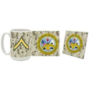  Army Rank Private E 2 Coffee Mug/Coaster Combo Kitchen 