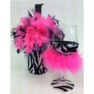  Hot Pink and Zebra Wine Bottle Cover