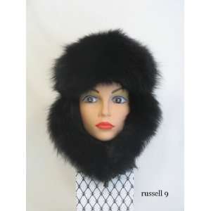    Black Fox & Sheared Beaver Fur Ushanka Hat 