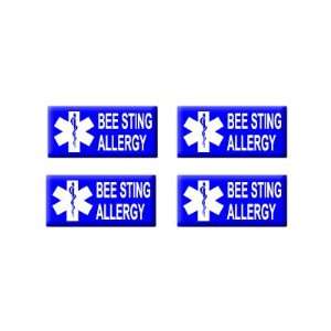 Bee Sting Allergy   3D Domed Set of 4 Stickers