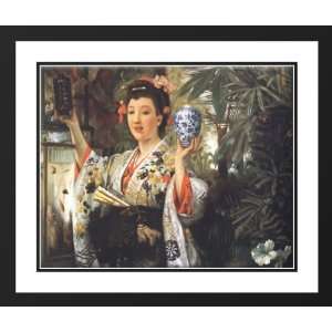 Young Lady Holding Japanese Objects 25x29 Framed and Double Matted Art 