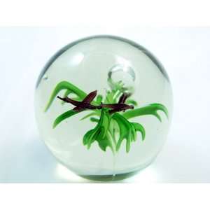    Bubble w/ Angelfish art Glass Paperweight Furniture & Decor