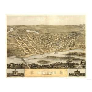  Portage, Wisconsin   Panoramic Map Giclee Poster Print 