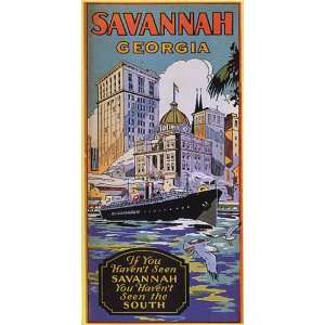  SAVANNAH GEORGIA SHIP BOAT SOUTH TRAVEL TOURISM VINTAGE 