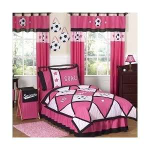  Soccer Pink 3 Piece Full / Queen Comforter Set   Girls 