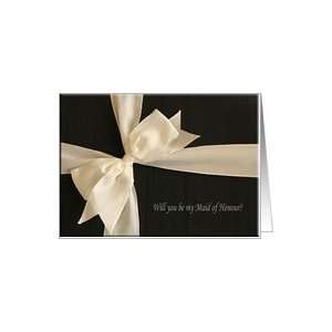  Cream Satin Bow on Black / Will you be my Maid of Honour 