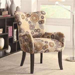 Ultra Modern Style Accent Chair With Nailhead Trimming Circles Pattern 