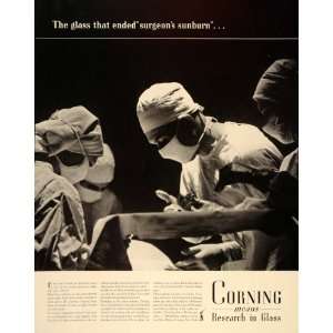 1938 Ad Corning Glass Operating Room Surgeon Nurses   Original Print 