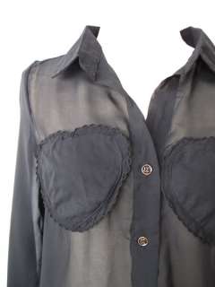   sheer blouse xs s utterly chic sheer shirt fits as shown not pinned
