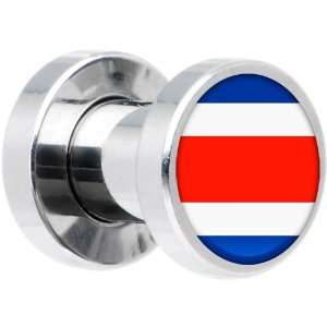   4 Gauge Stainless Steel Costa Rica Flag Saddle Plug Jewelry