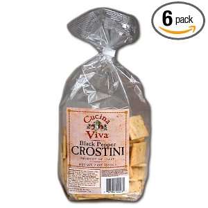 Cucina Viva Crostini, Black Pepper, 7 Ounce Units (Pack of 6)  