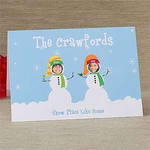  Snowman Family Personalized Photo Christmas Cards   2 Photos 