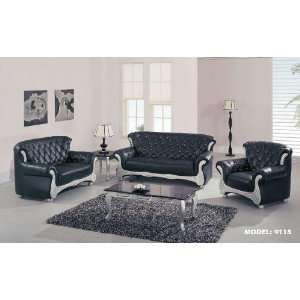  Global Furniture Black Leather 3Pc Living Room Set