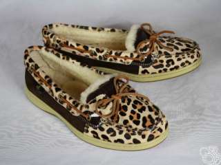 SPERRY Top Sider Angelfish Leopard Pony / Shearling Womens Boat Shoes 