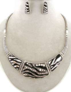 Chunky Animal Zebra Print Silver Black White Statement Jewelry Cuff 