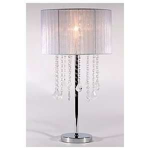  Que Spaces Chrome Lamp with Hanging Acrylic Crystals on 
