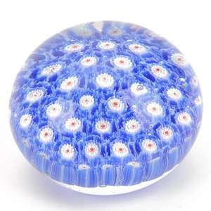  Murano Paperweight Classic Blue and White with Red Mini 